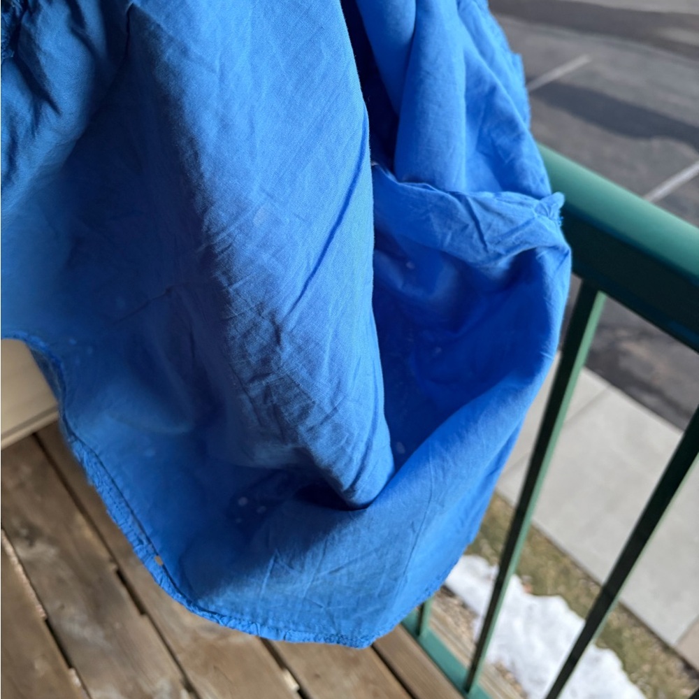 🆕 Tahari Spring Blue Embroidered Shirt Dress XS Belted Button Front Midi Cotton - Picture 12 of 17